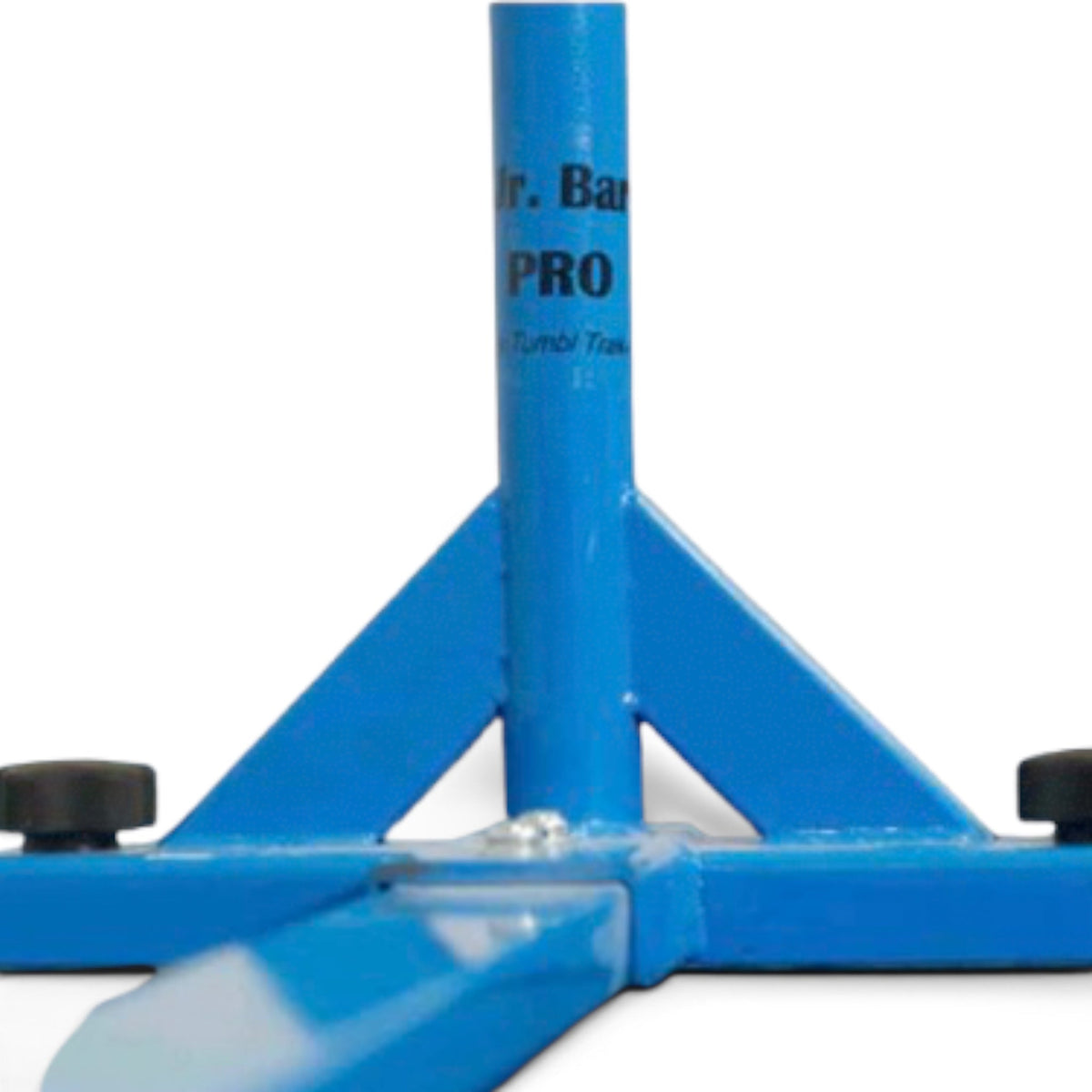 UK Gym Pits Junior Bar Pro blue steel frame base with ergonomic hand-wheels and anti-slip rubber feet