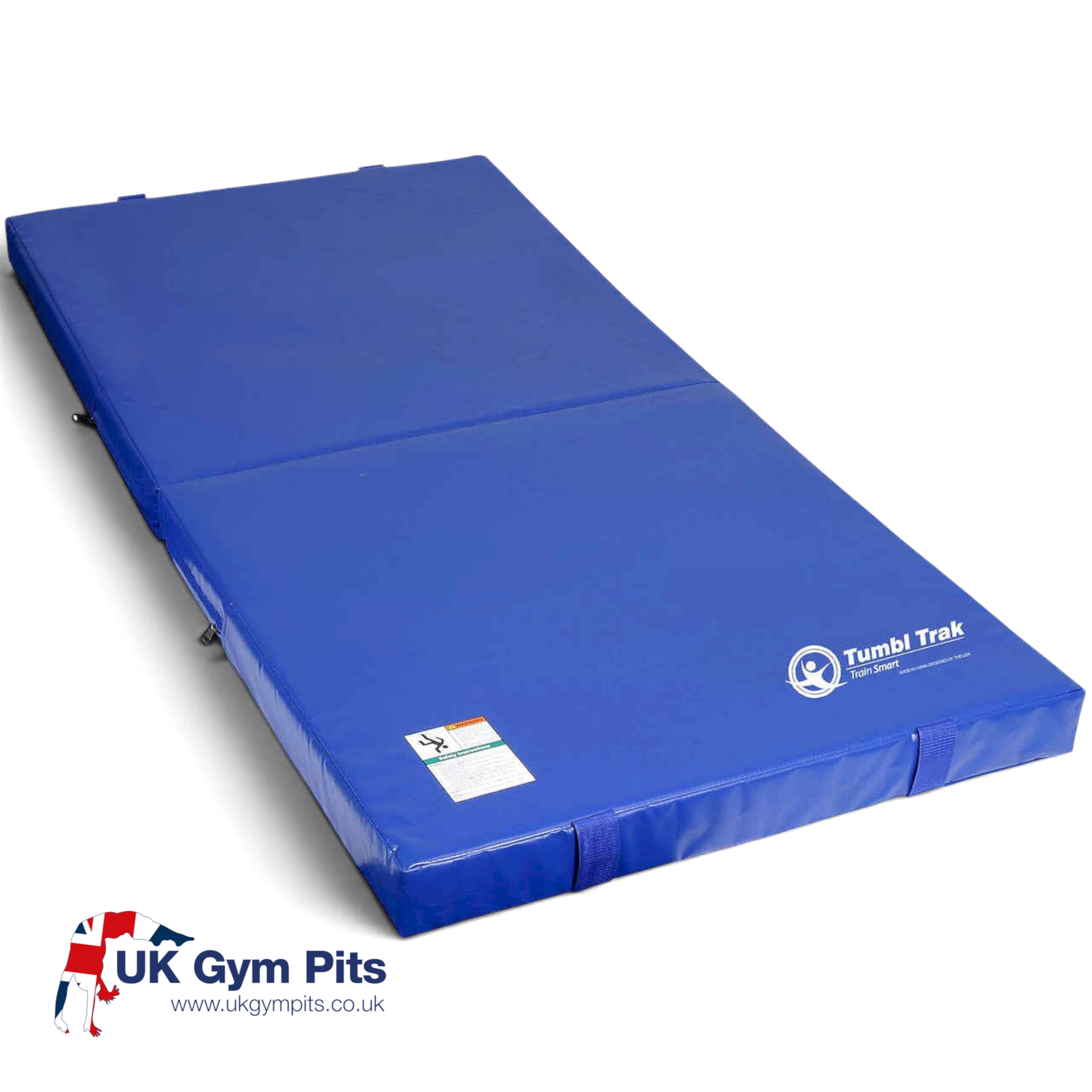 UK Gym Pits junior practice mat in royal blue, featuring durable vinyl, webbed handles, and a foldable design.