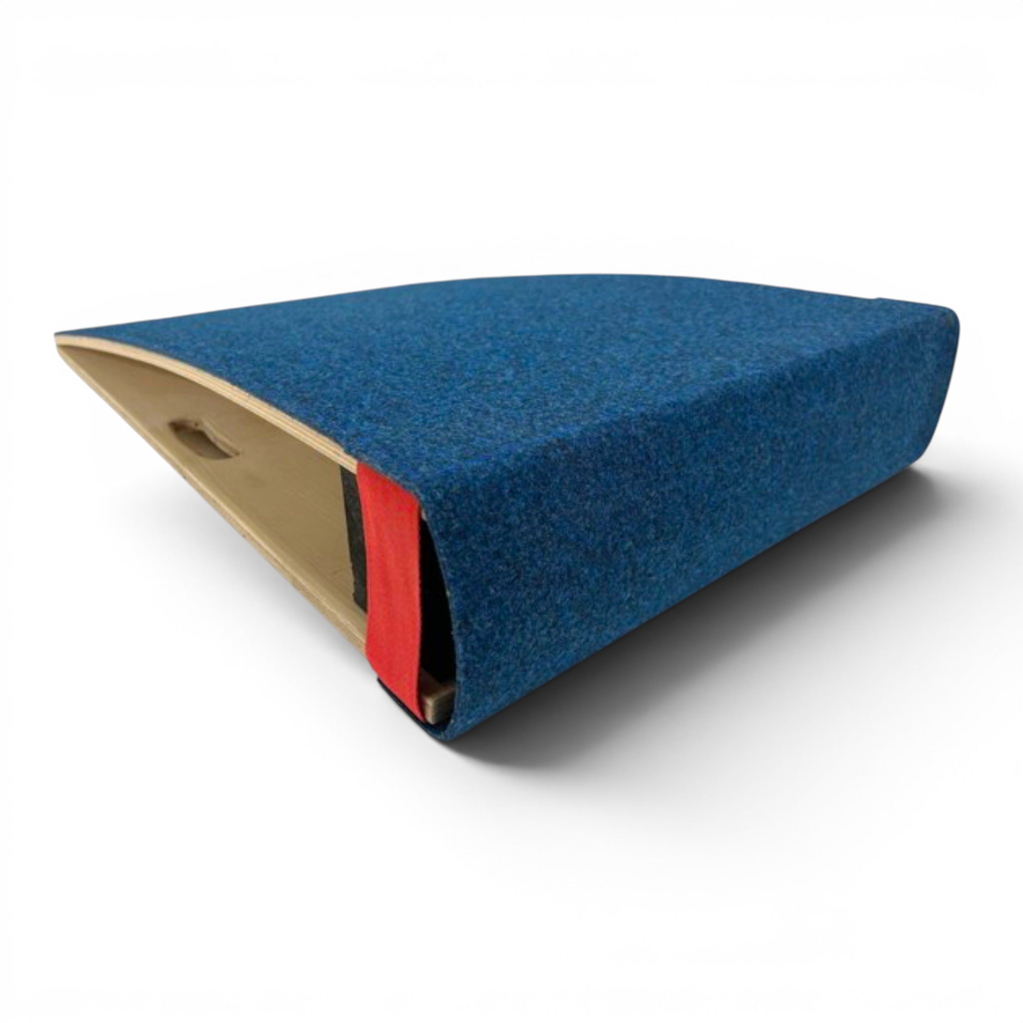 UK Gym Pits junior gymnastics springboard with blue antimicrobial carpet and birch ply base for beginners
