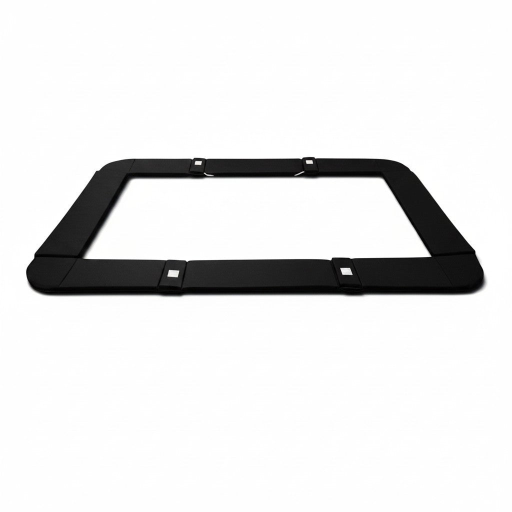 UK Gym Pits black foam and PVC junior trampoline frame pads with velcro straps for secure attachment.