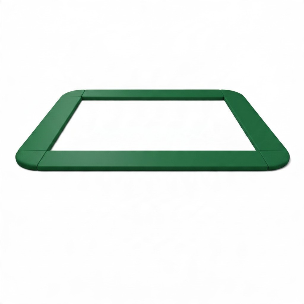 UK Gym Pits green foam and PVC replacement frame pads for junior trampolines with secure velcro attachment straps