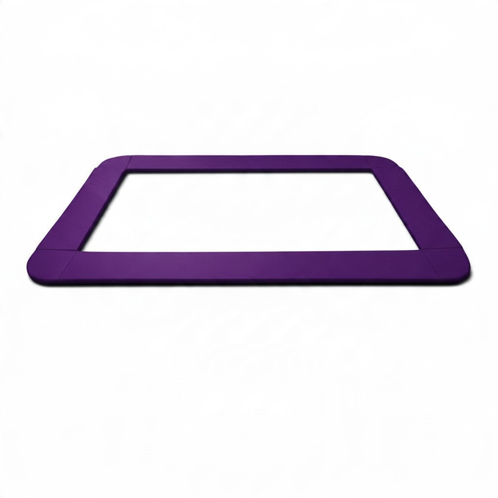 UK Gym Pits purple PVC foam coverall frame pads for a junior trampoline with velcro attachment straps