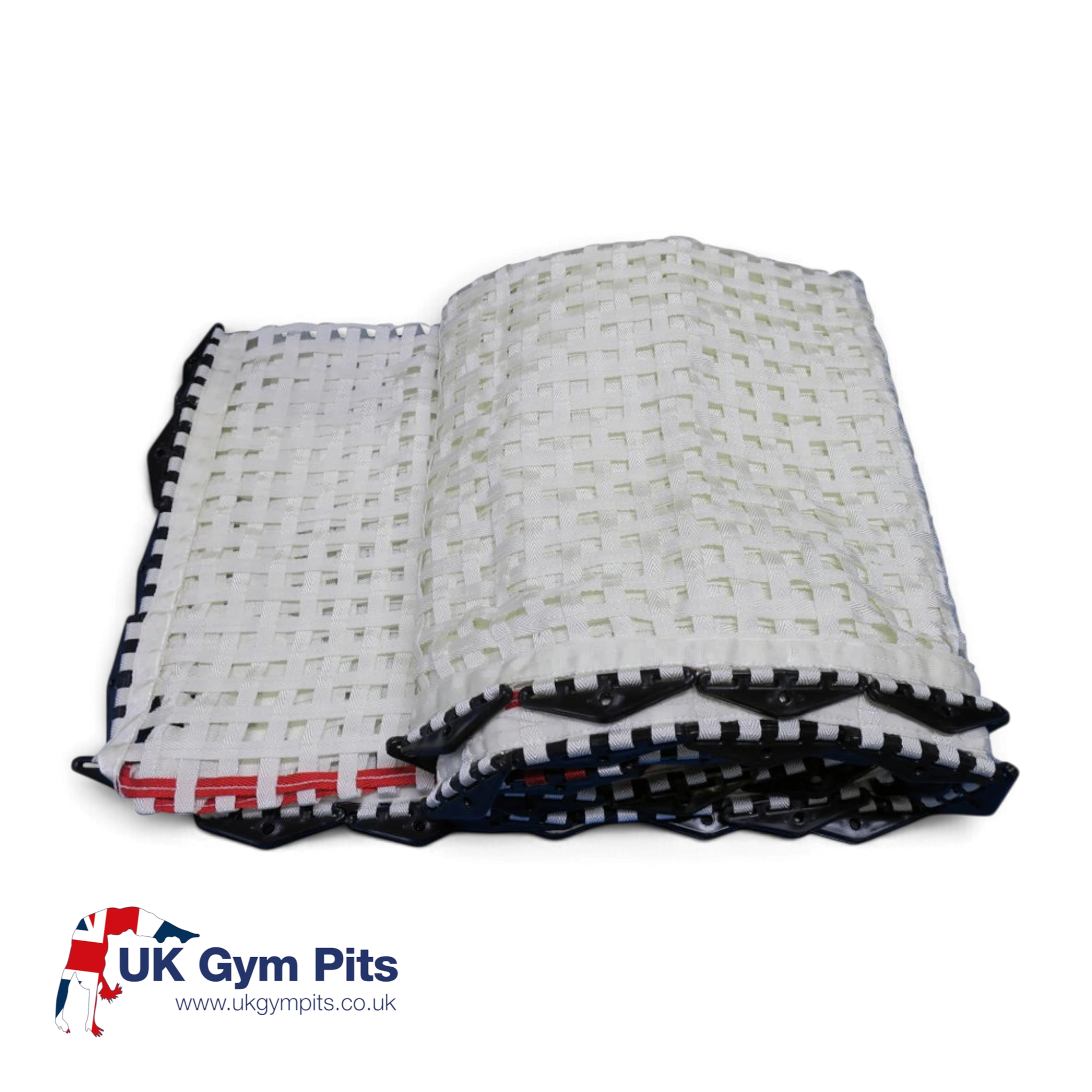 UK Gym Pits junior trampoline replacement web bed with white mesh and durable moulded anchor bars