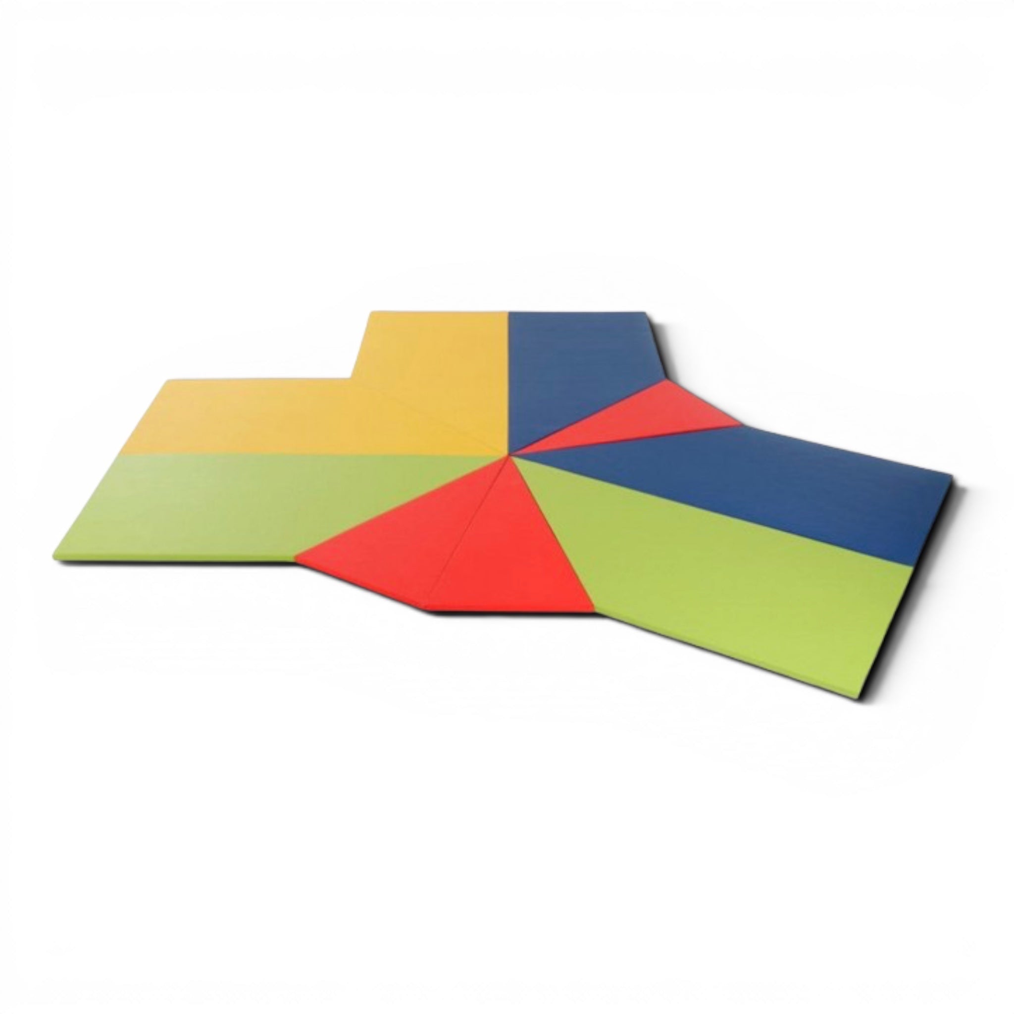 UK Gym Pits Kaleidoscope climbing frame mat set featuring colourful yellow, blue, green, and red safety floor mats.