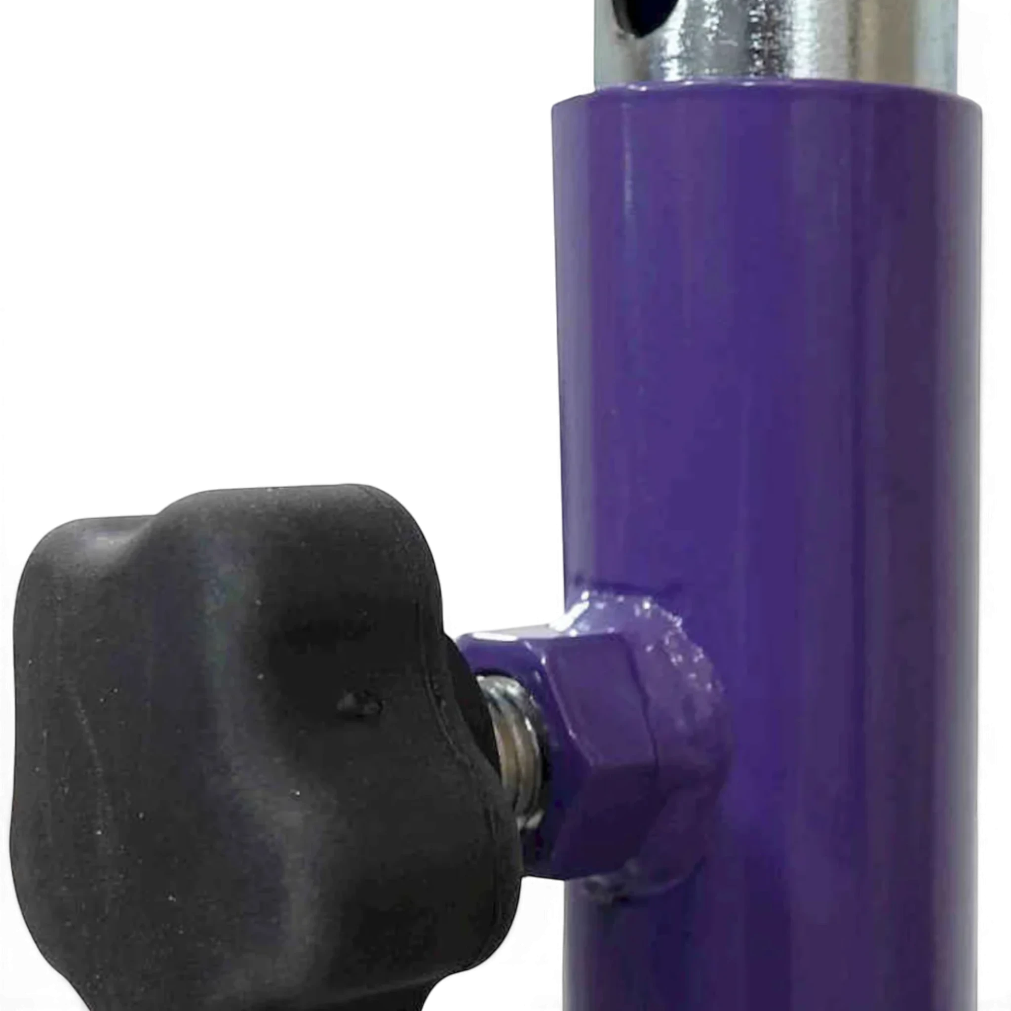 UK Gym Pits purple powder-coated steel frame of a junior kip bar with an ergonomic black adjustment hand-wheel