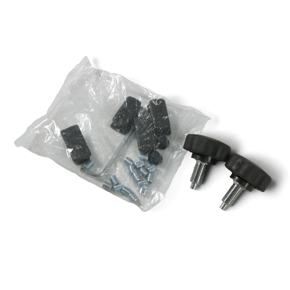 UK Gym Pits junior kip bar replacement hardware pack including D2 knobs, set screws, and an allen wrench.