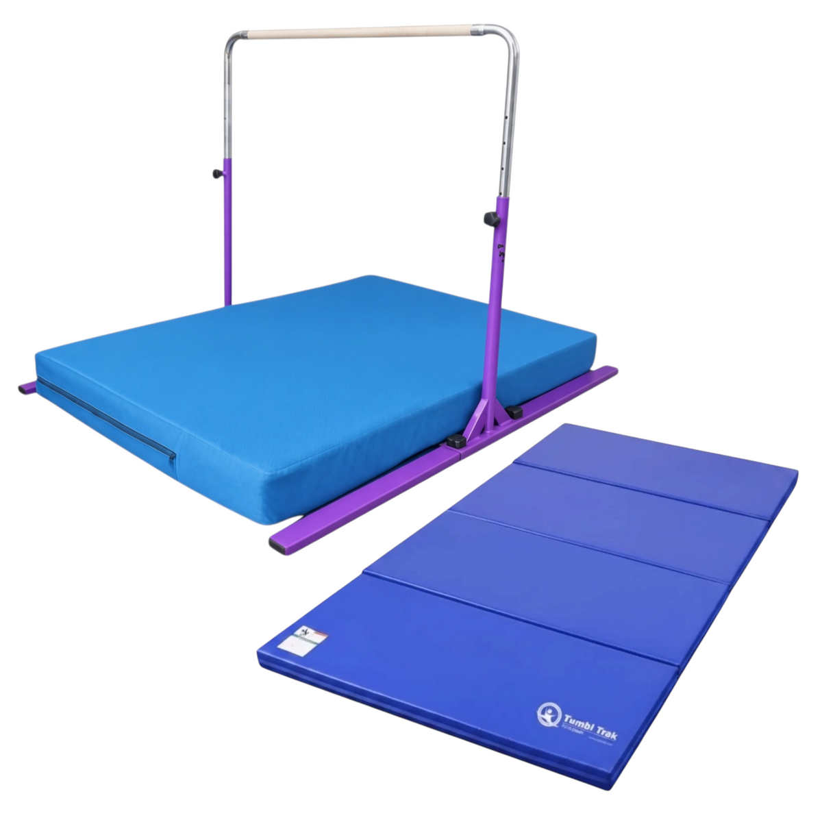 UK Gym Pits blue folding tumbling mat made of durable vinyl for gymnastics and exercise training