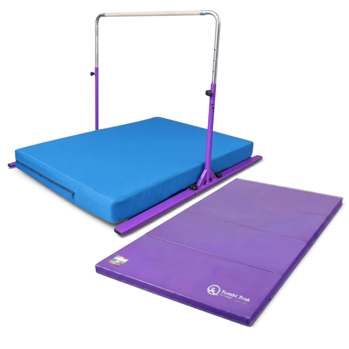 UK Gym Pits purple folding gymnastics tumbling mat made of durable vinyl for home exercise and floor routines.