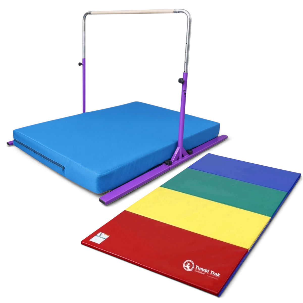 UK Gym Pits multi-coloured folding gymnastics tumbling mat with durable vinyl surface for home training