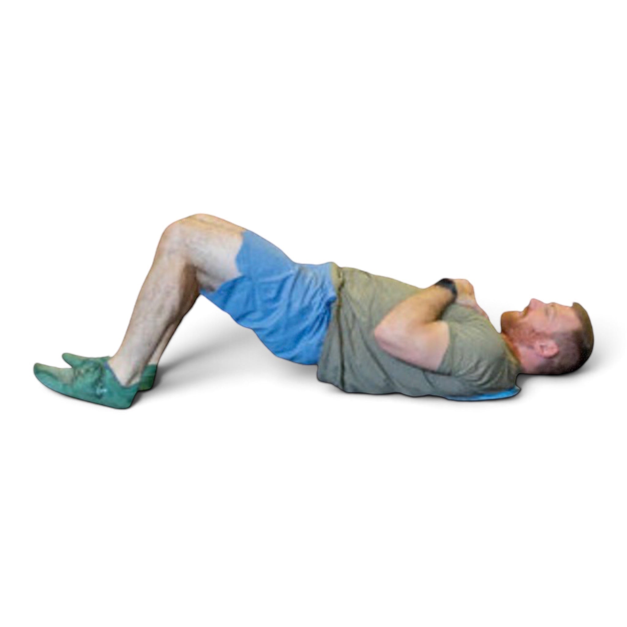 Athlete using a UK Gym Pits large conditioning slider under their back for core exercise on a white background