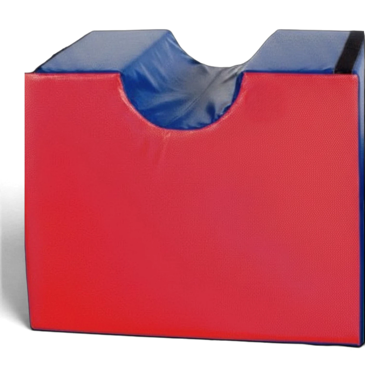 UK Gym Pits large soft play bridge with blue top and red sides for gymnastics and motor skill development