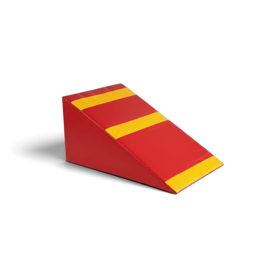UK Gym Pits large red and yellow soft play wedge for gymnastics and motor skill development