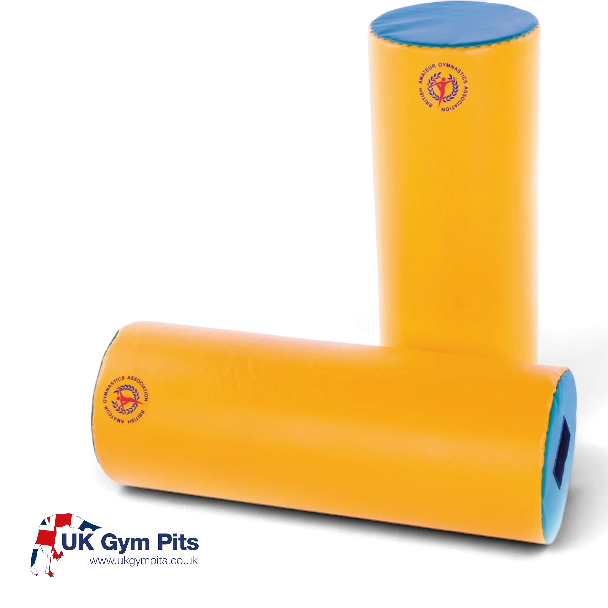 UK Gym Pits Jump for Joy Frolic large yellow soft play rods with blue ends for gymnastics and motor skill development
