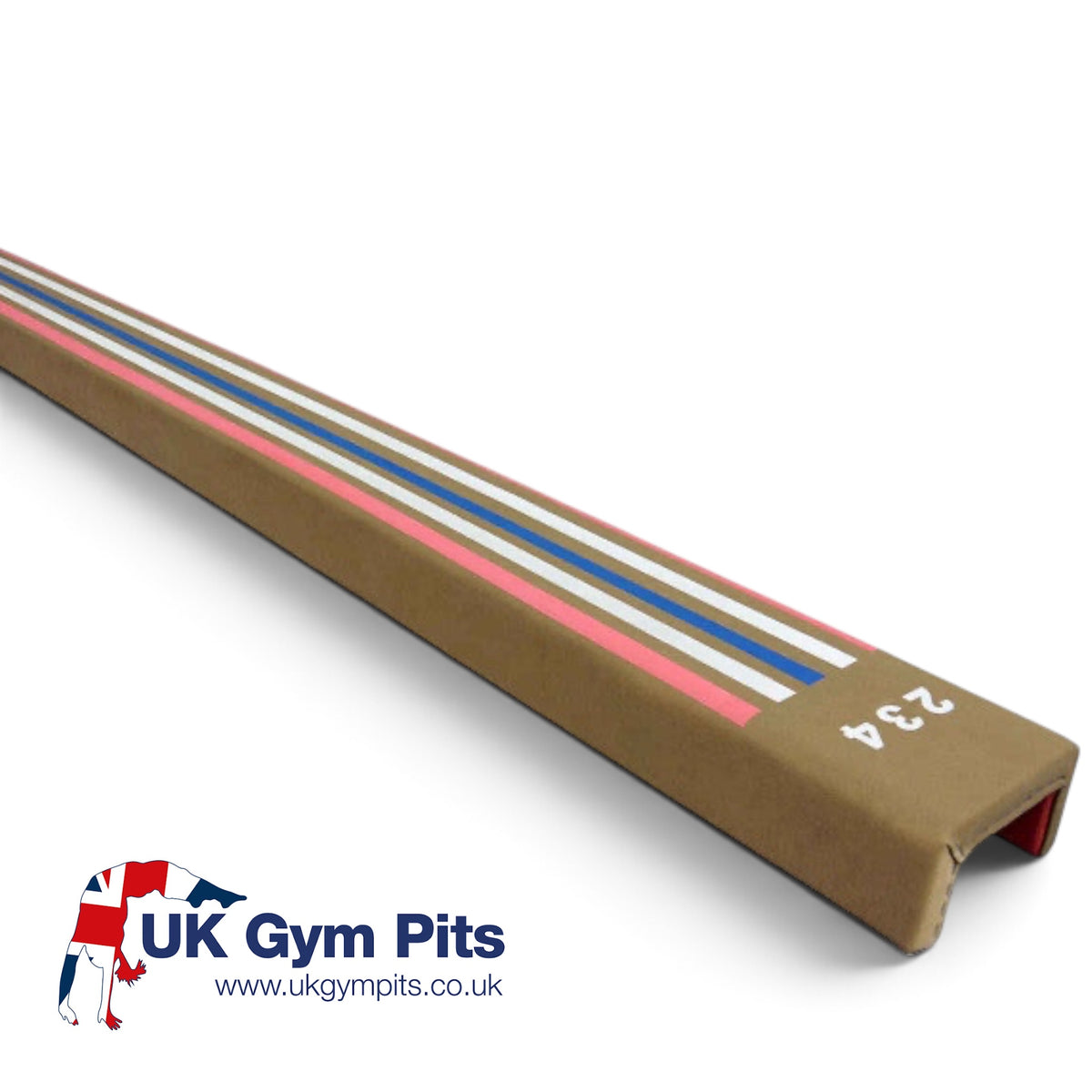 UK Gym Pits laser balance beam conversion top with visual guide lines and numbers for gymnastics skill training