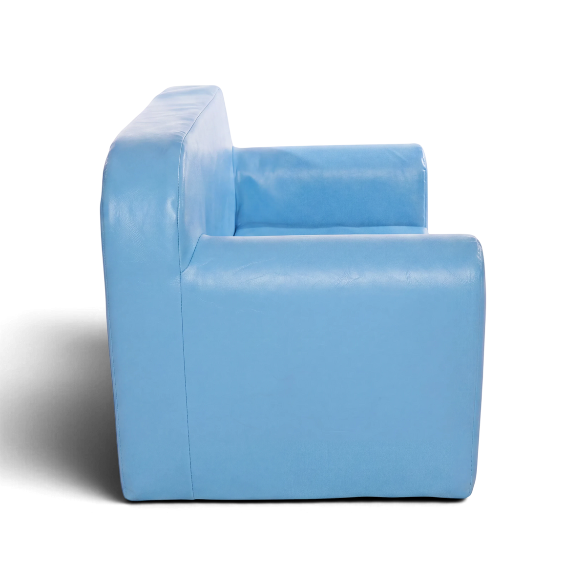 UK Gym Pits light blue soft play sofa bed made from durable phthalate-free PVC foam for children