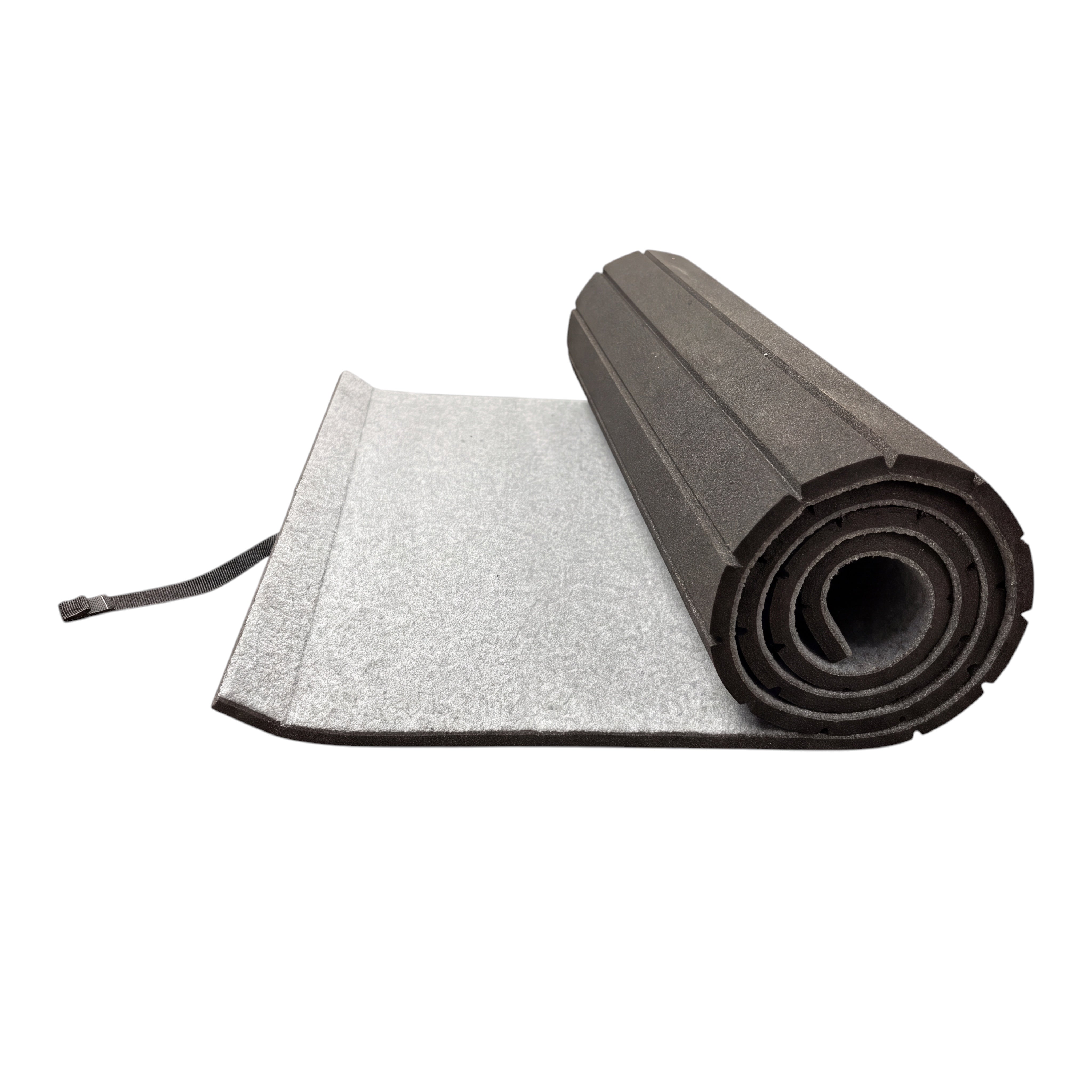 UK Gym Pits light grey flexi carpet mat roll with shock-absorbing XPE foam backing for gymnastics and cheerleading