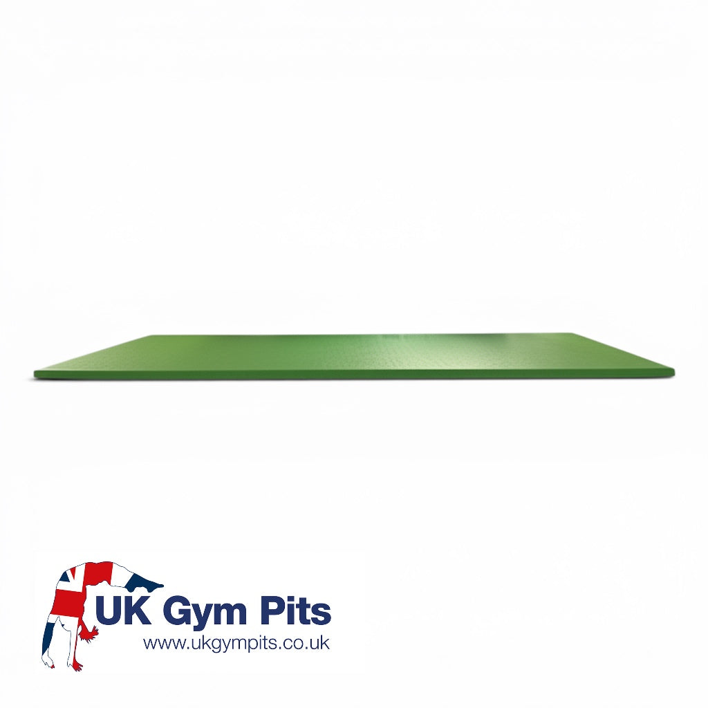 UK Gym Pits lime green medium-weight chipfoam multi-purpose gymnastics mat with a durable PVC surface.