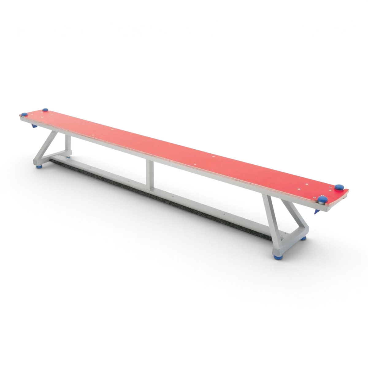 UK Gym Pits Lita balance bench with a red padded top, silver aluminum frame, and non-slip rubber feet.
