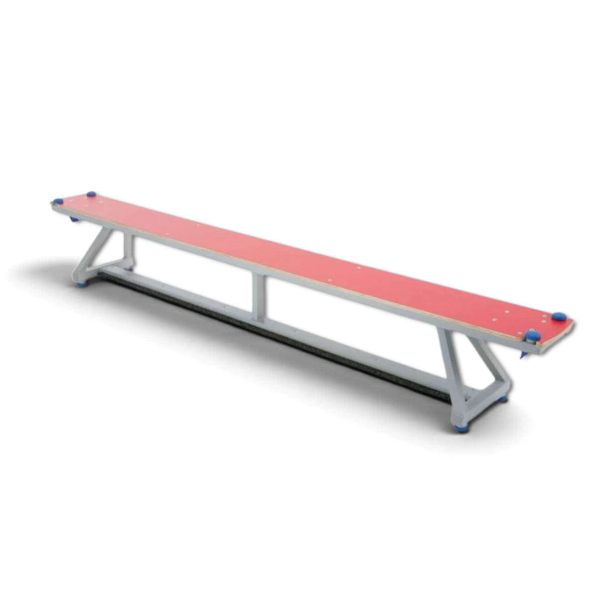 UK Gym Pits Lita balance bench with a red top and silver aluminum frame for school gymnastics and agility training