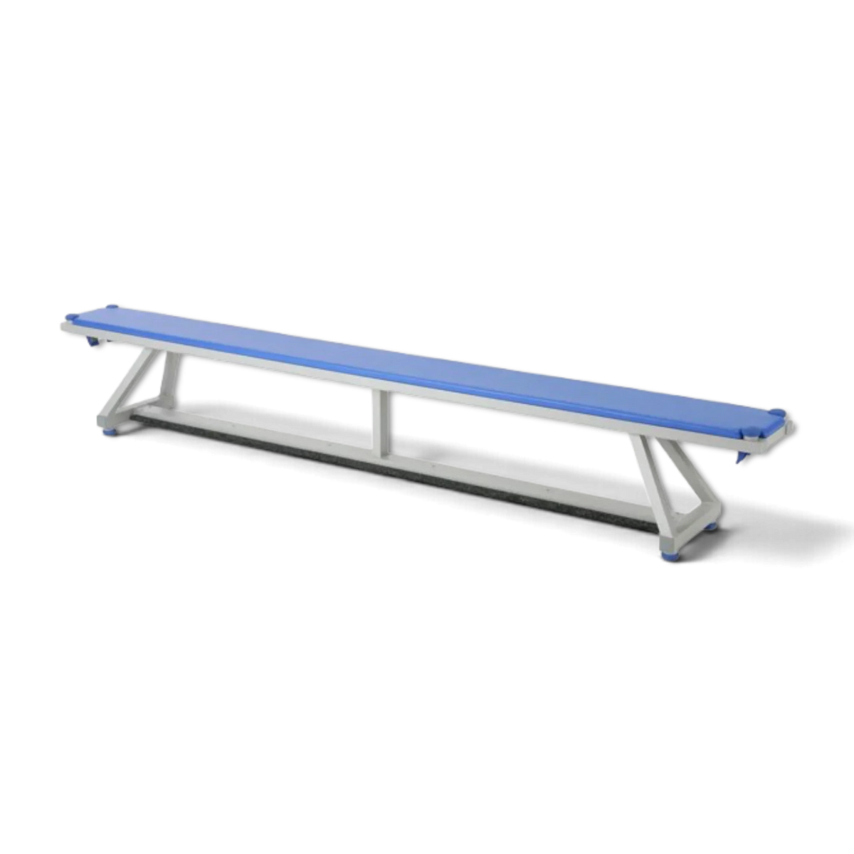 UK Gym Pits Lita balance bench with a blue padded top and silver powder-coated lightweight aluminium frame