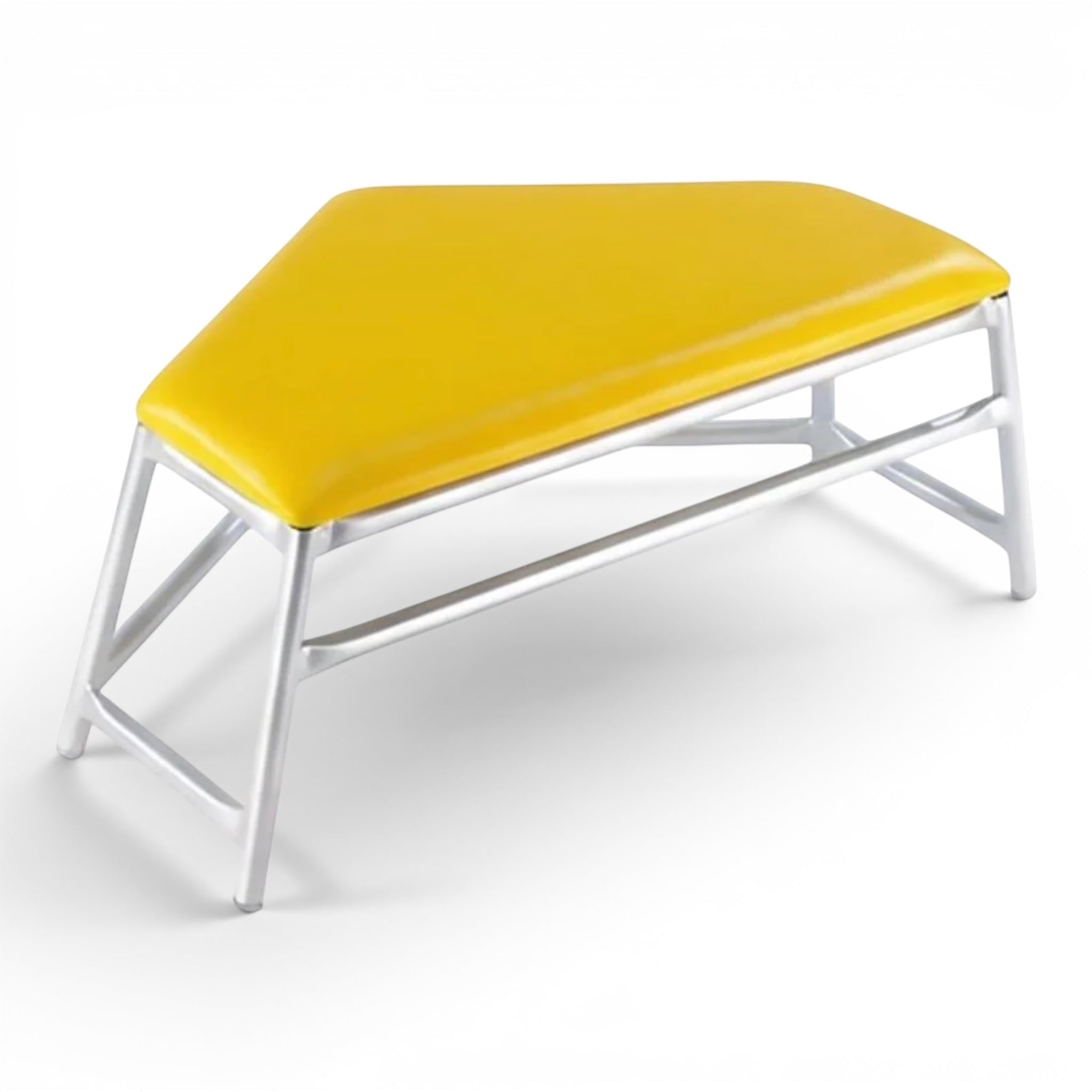 UK Gym Pits Lita agility table with a yellow padded PVC top and a silver powder-coated aluminium frame.