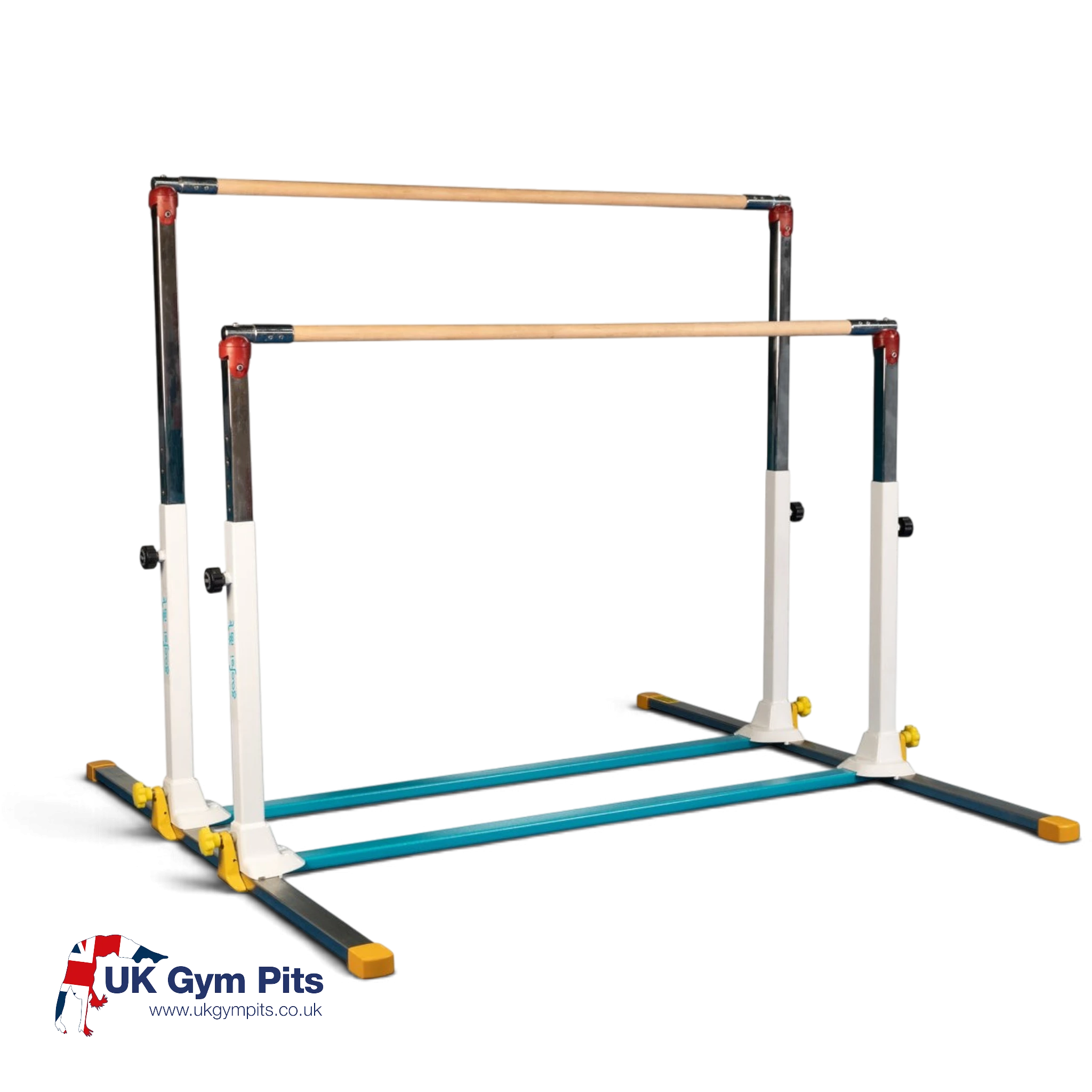UK Gym Pits Gaofei mini asymmetric gymnastics bars with adjustable steel frame and wooden rails for children