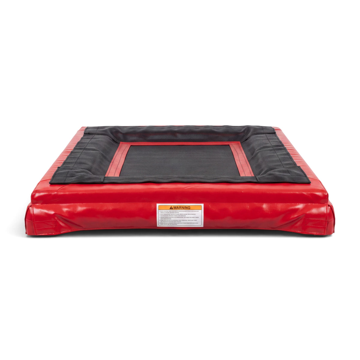 UK Gym Pits Mini Trak tumbling trainer with a black polypropylene bed and red protective safety pads.
