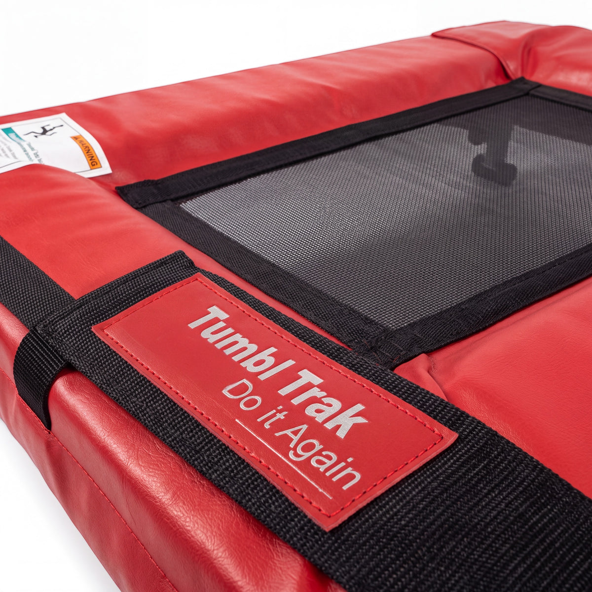 UK Gym Pits Mini Trak tumbling trainer with red padded frame and black seamless polypropylene bed