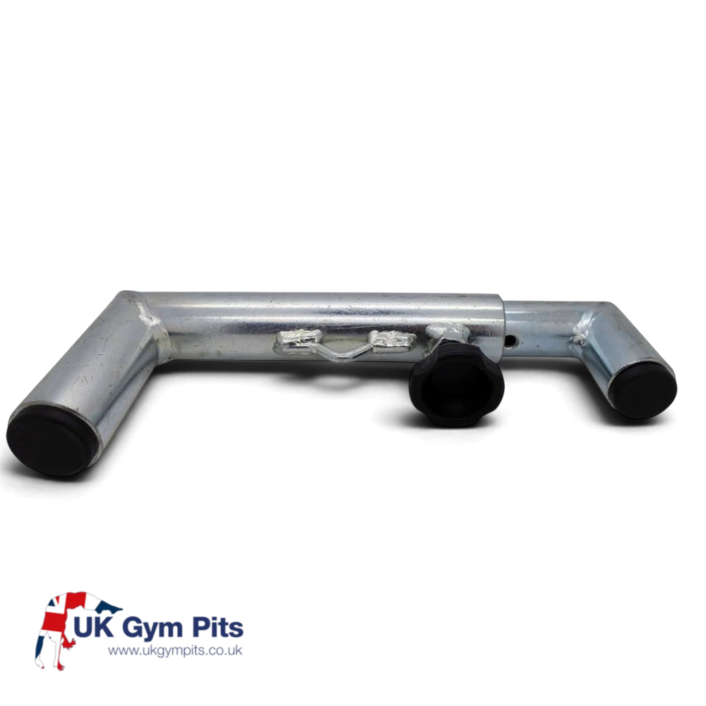 UK Gym Pits replacement mini tramp adjustable leg brace with hand wheel and non-marking grey floor guards