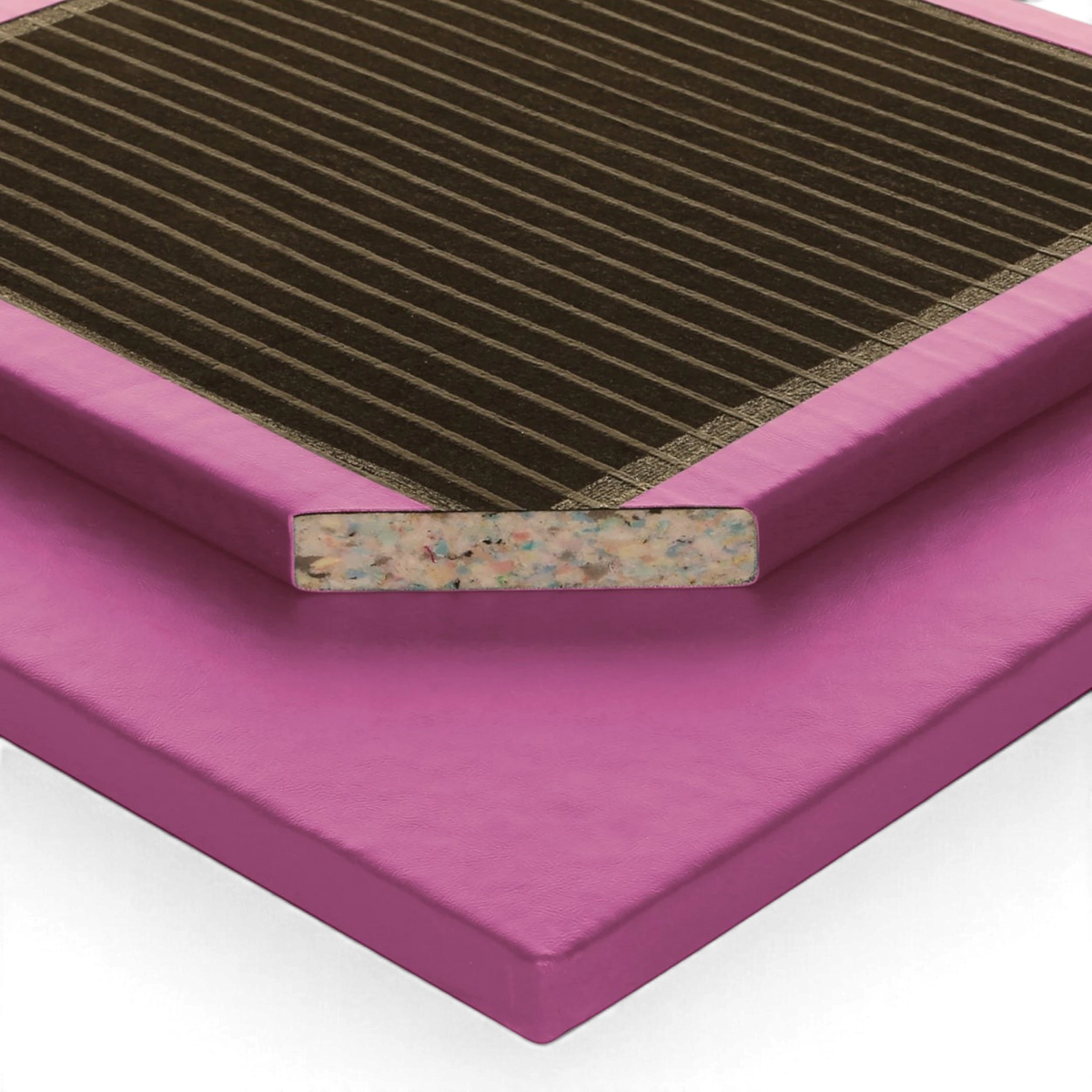 UK Gym Pits mulberry anti-microbial gymnastics mat with a reinforced anti-slip base and recycled chip foam core.