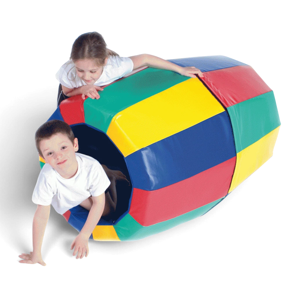 UK Gym Pits Jump for Joy multi-coloured foam barrel for children's gymnastics and soft play activities