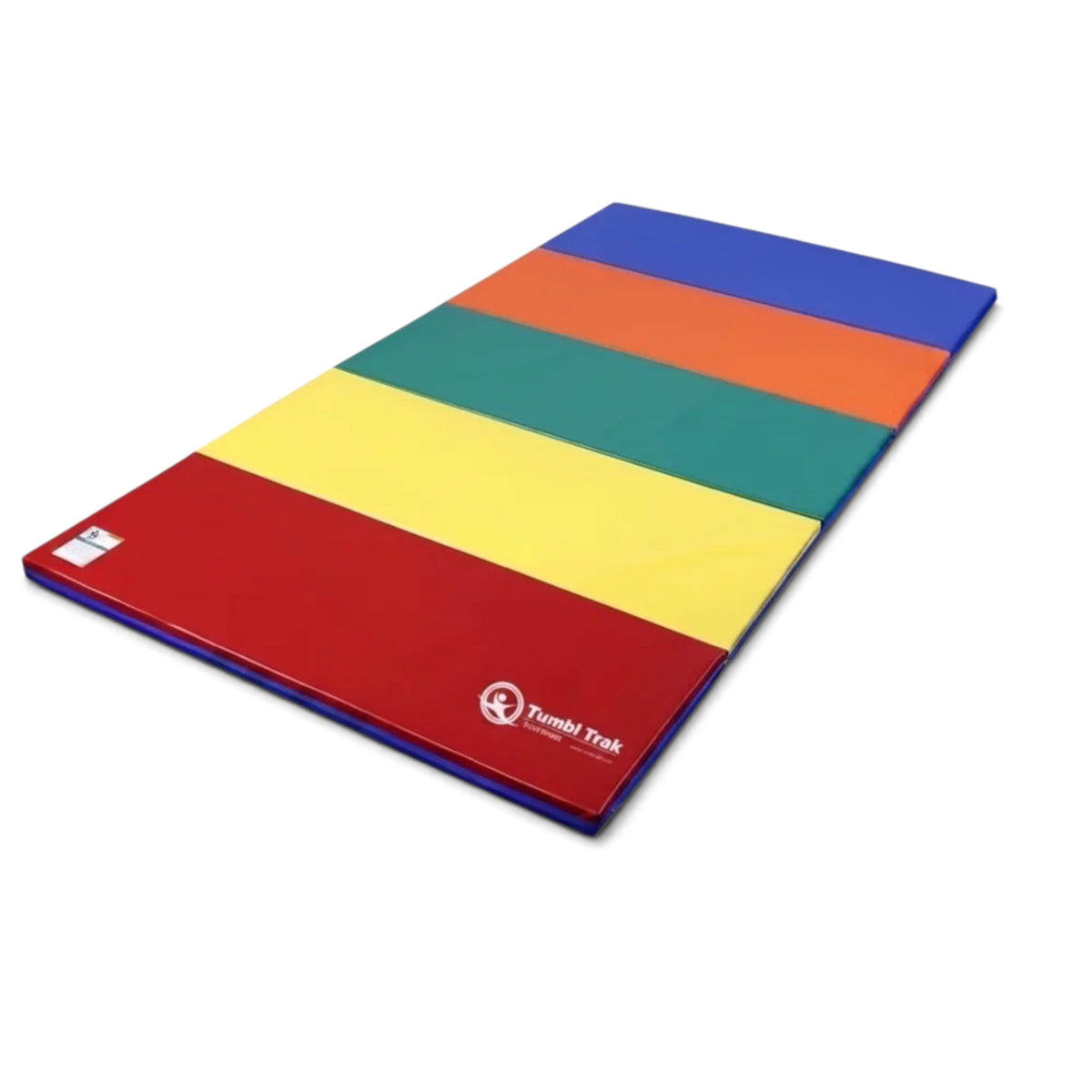 UK Gym Pits multi-coloured folding tumbling mat made of durable vinyl for gymnastics and exercise practice.