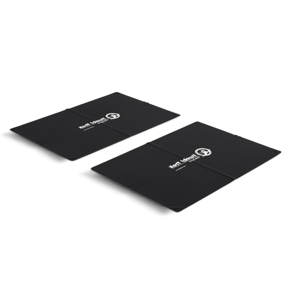 UK Gym Pits set of two black non-slip silicone smart mat sheets with rounded corners for gym floor safety