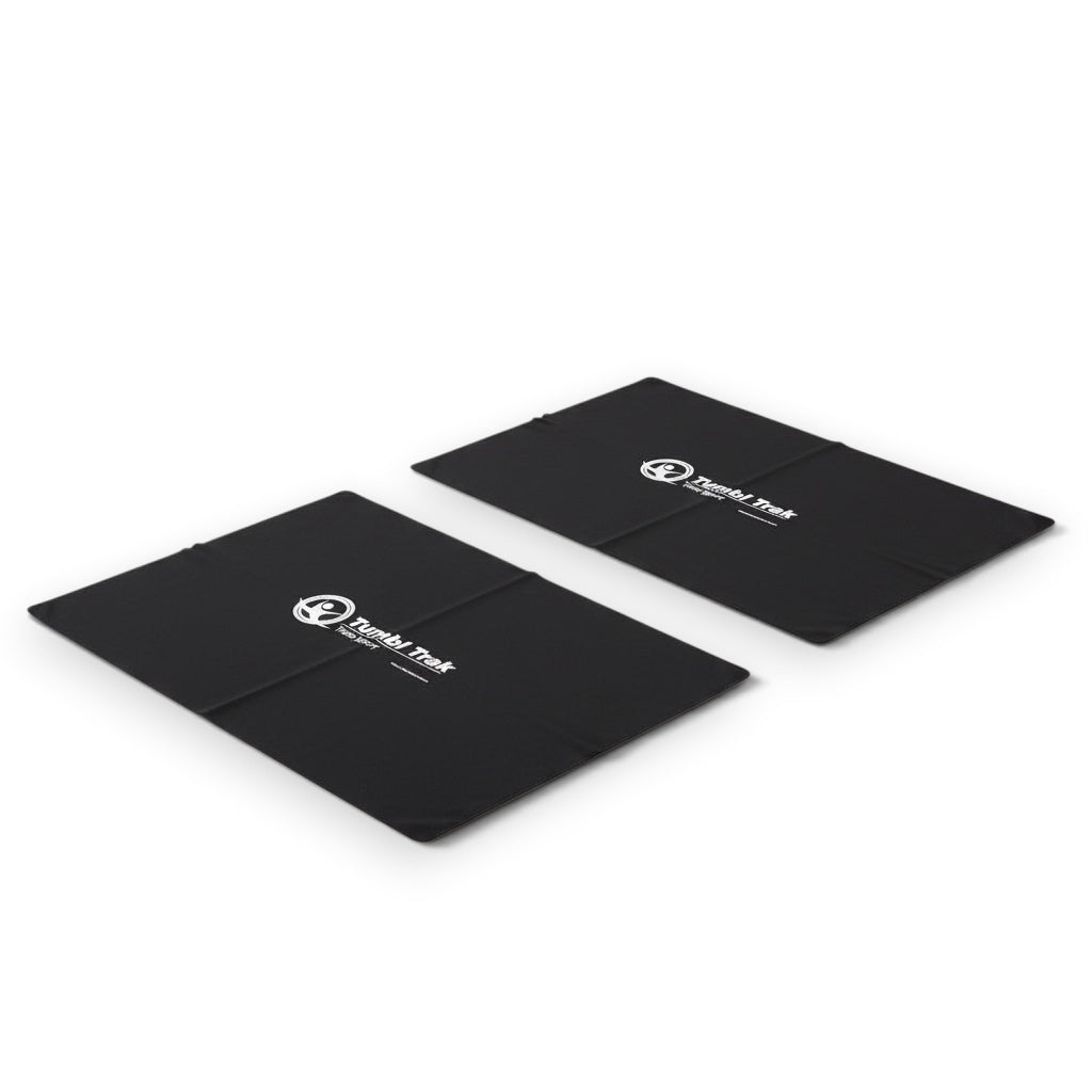 UK Gym Pits set of two black non-slip silicone smart mat sheets with white branding for gym floor safety