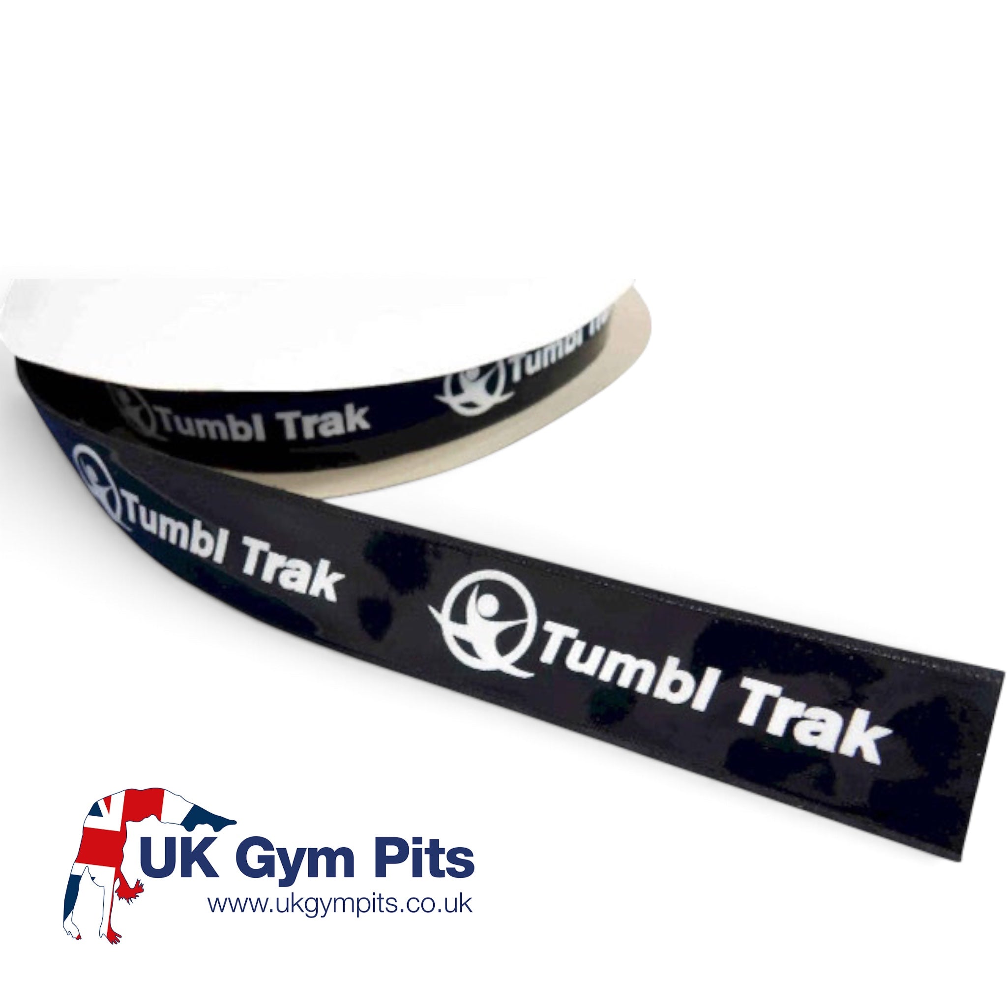 UK Gym Pits non-slip loop velcro strip with silicone backing for gym mats featuring Tumbl Trak branding