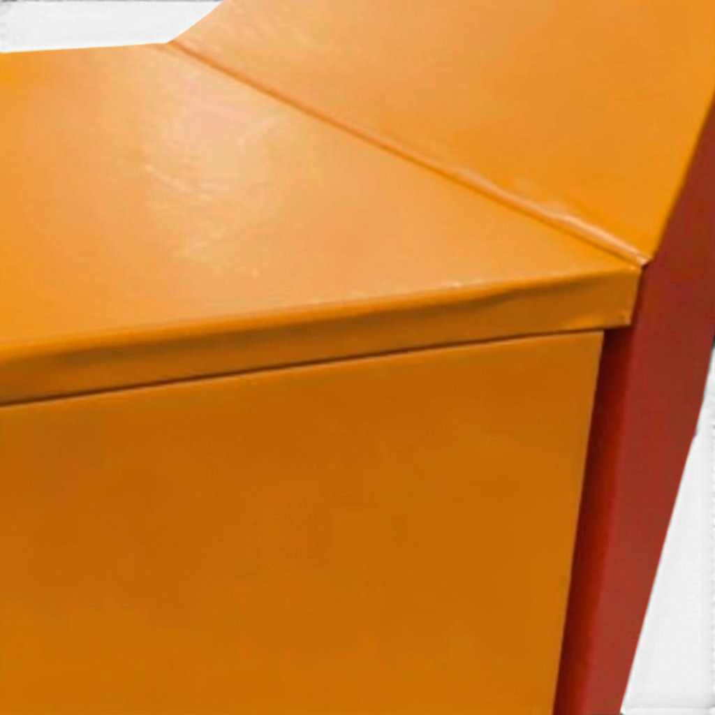 UK Gym Pits orange PVC foam wall and top edge padding for gymnastics landing pits with shock-absorbing design