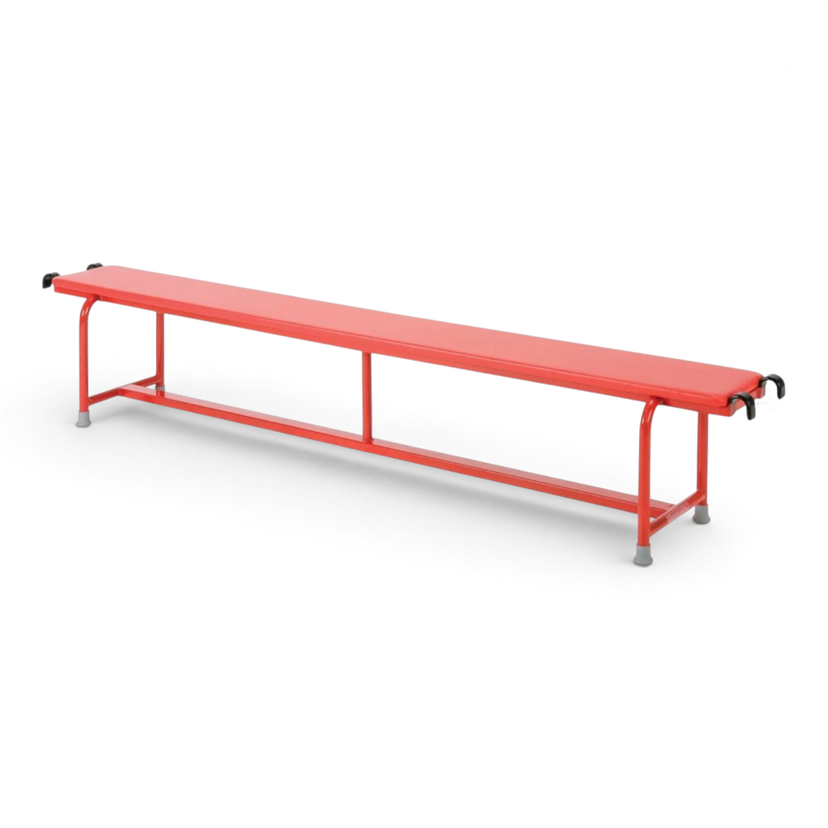 UK Gym Pits red padded balance bench with tubular steel frame and anti-slip feet for gymnastics and agility training.
