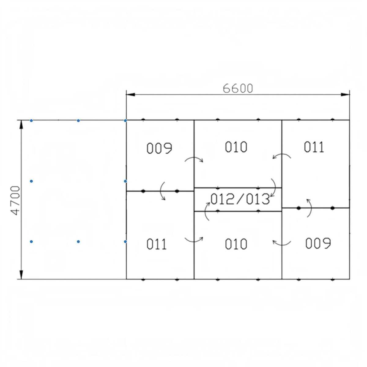 UK Gym Pits technical diagram showing the layout and dimensions of the 8-unit parallel bars landing mat system.