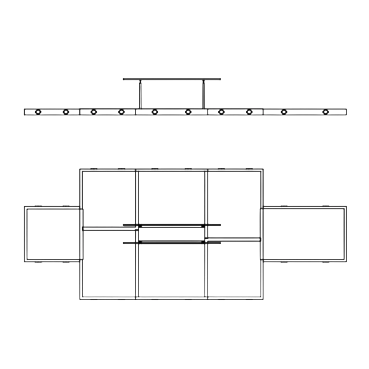UK Gym Pits FIG approved parallel bars landing mat layout diagram showing top and side views of the 10-unit system.