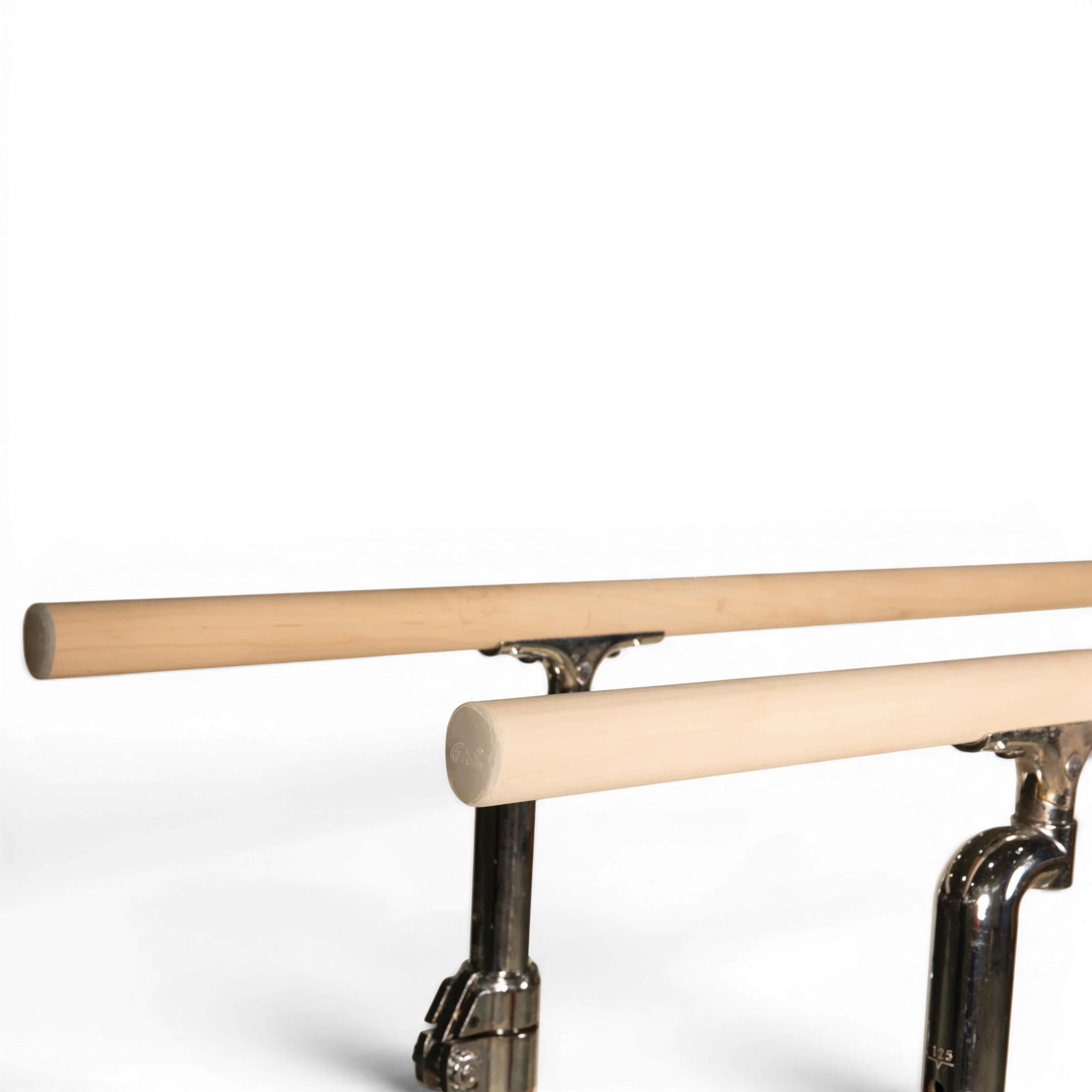 UK Gym Pits FIG approved parallel bars with light wood rails and adjustable reinforced steel frame