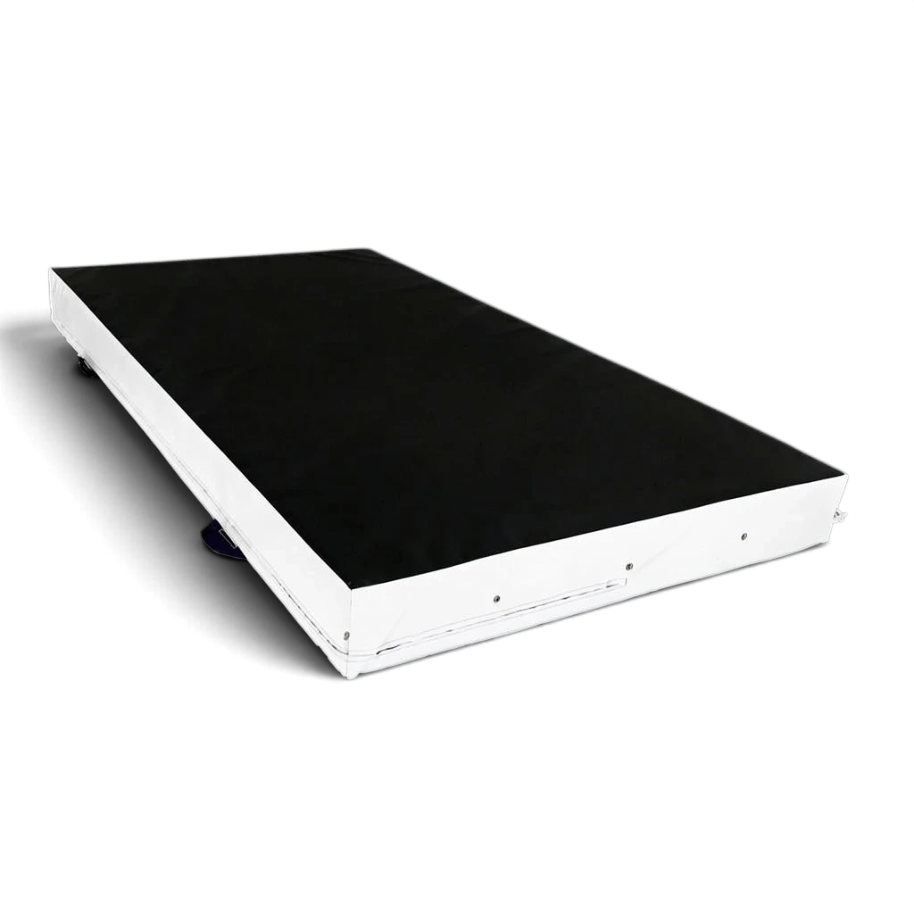 UK Gym Pits black and white parkour landing mat with high-density foam and corner toggles for joining mats