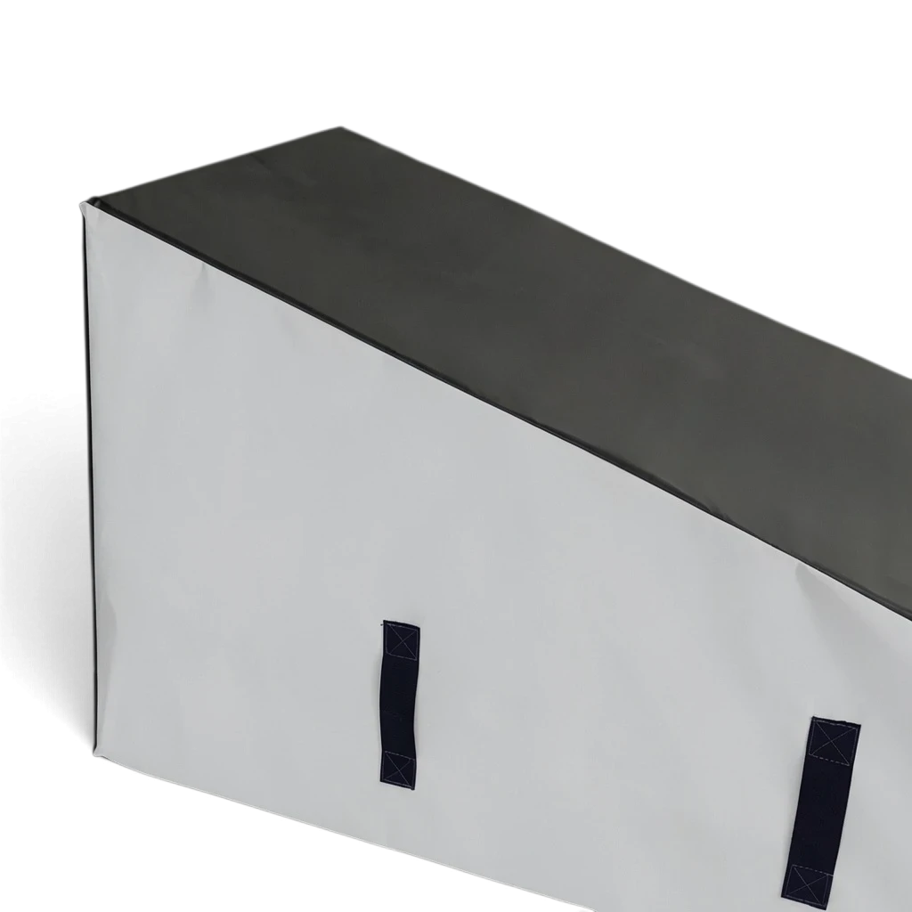 UK Gym Pits parkour wedge block with black top and white sides, featuring durable carry handles for gym training.