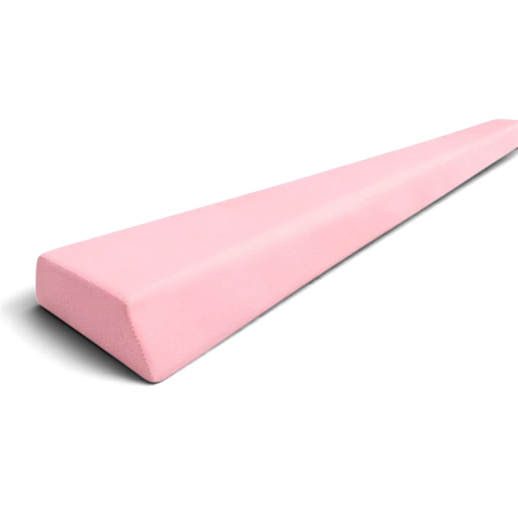 UK Gym Pits pink foam floor balance beam for children with a durable PVC cover for gymnastics training