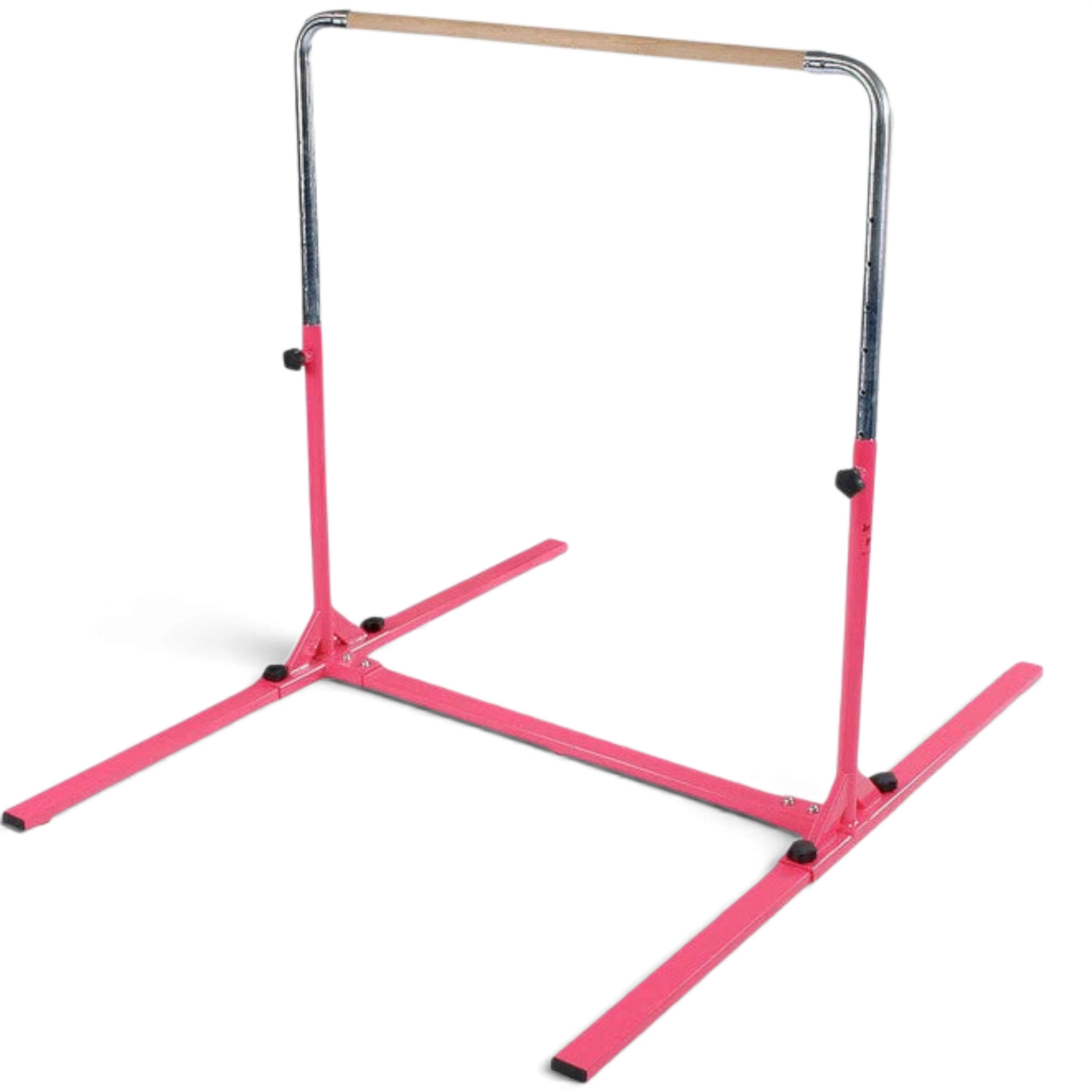UK Gym Pits pink Junior Bar Pro gymnastics training bar with adjustable steel frame and wooden bar for home use