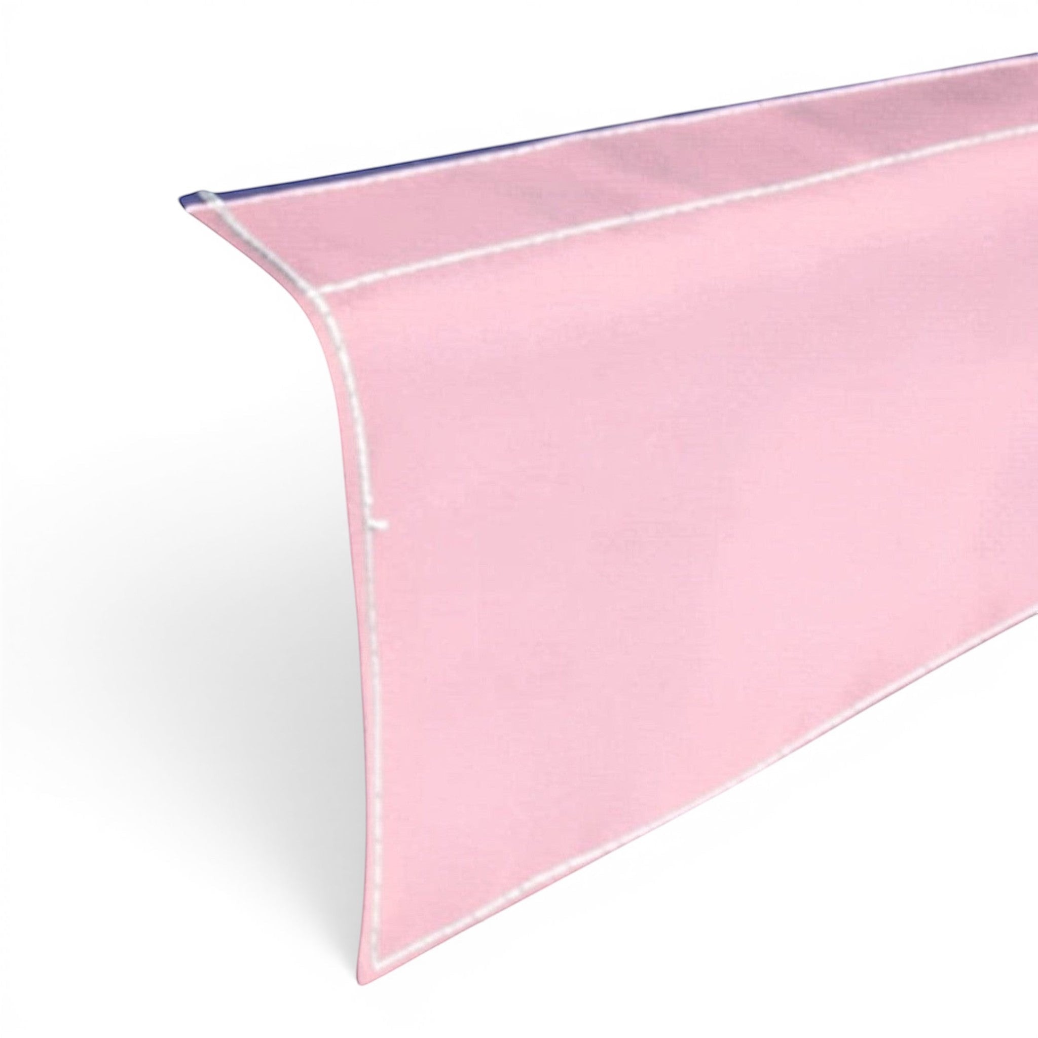 UK Gym Pits pink PVC drop-down side skirt for sprung gymnastics floors with white double-stitched overflap detail.