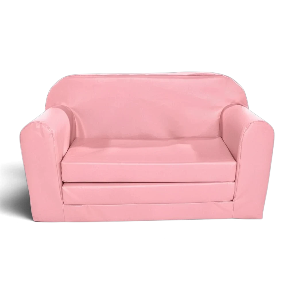 UK Gym Pits pink soft play sofa bed for children made from easy-to-clean phthalate-free PVC foam