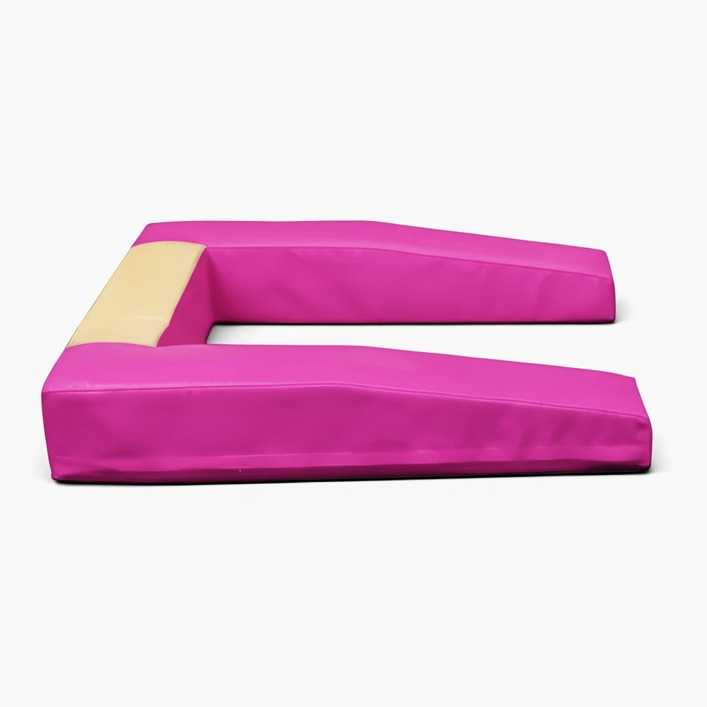 UK Gym Pits pink and beige reinforced PVC springboard safety surround mat for gymnastics equipment