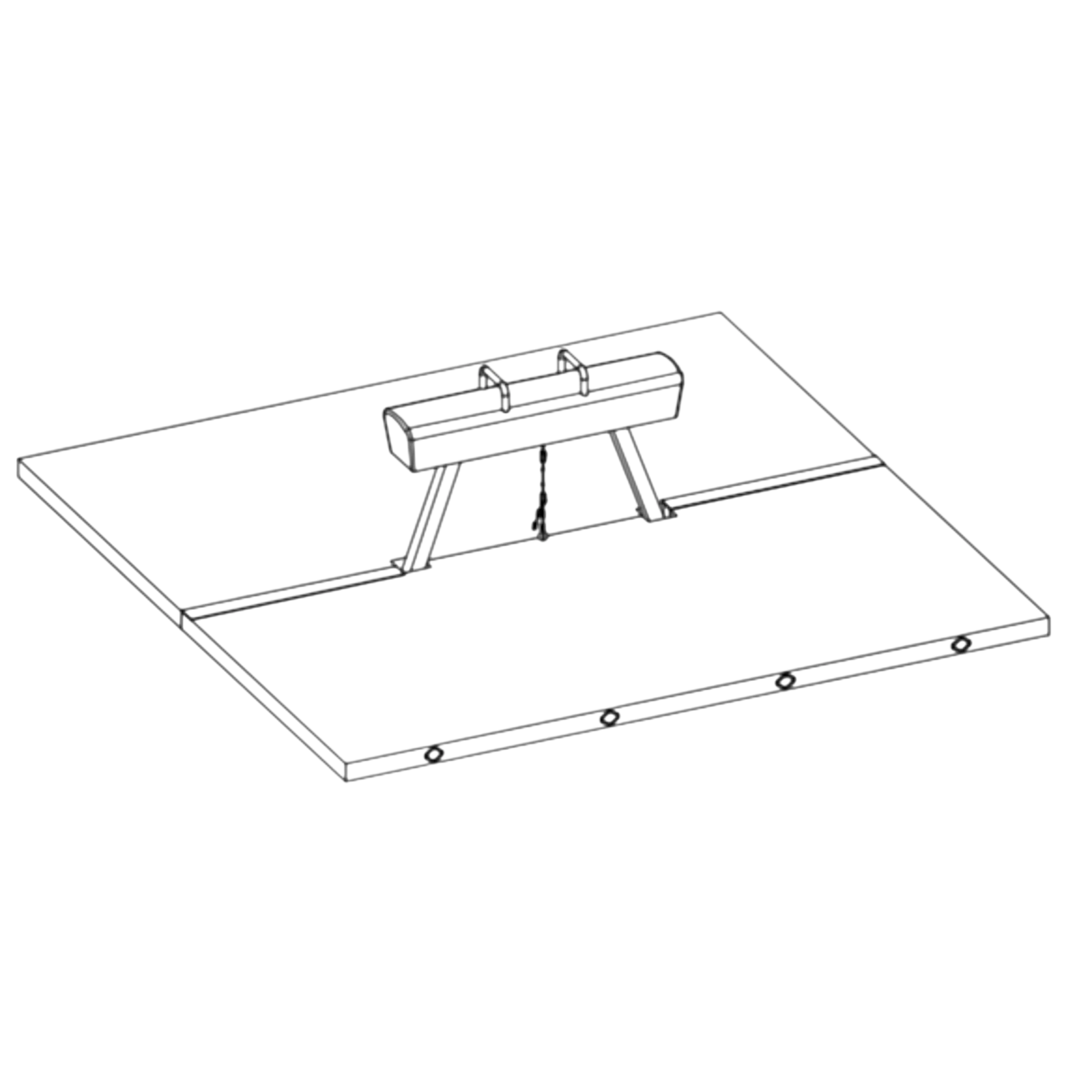UK Gym Pits FIG approved pommel horse landing mats with equipment leg cut-outs and Velcro locking system.