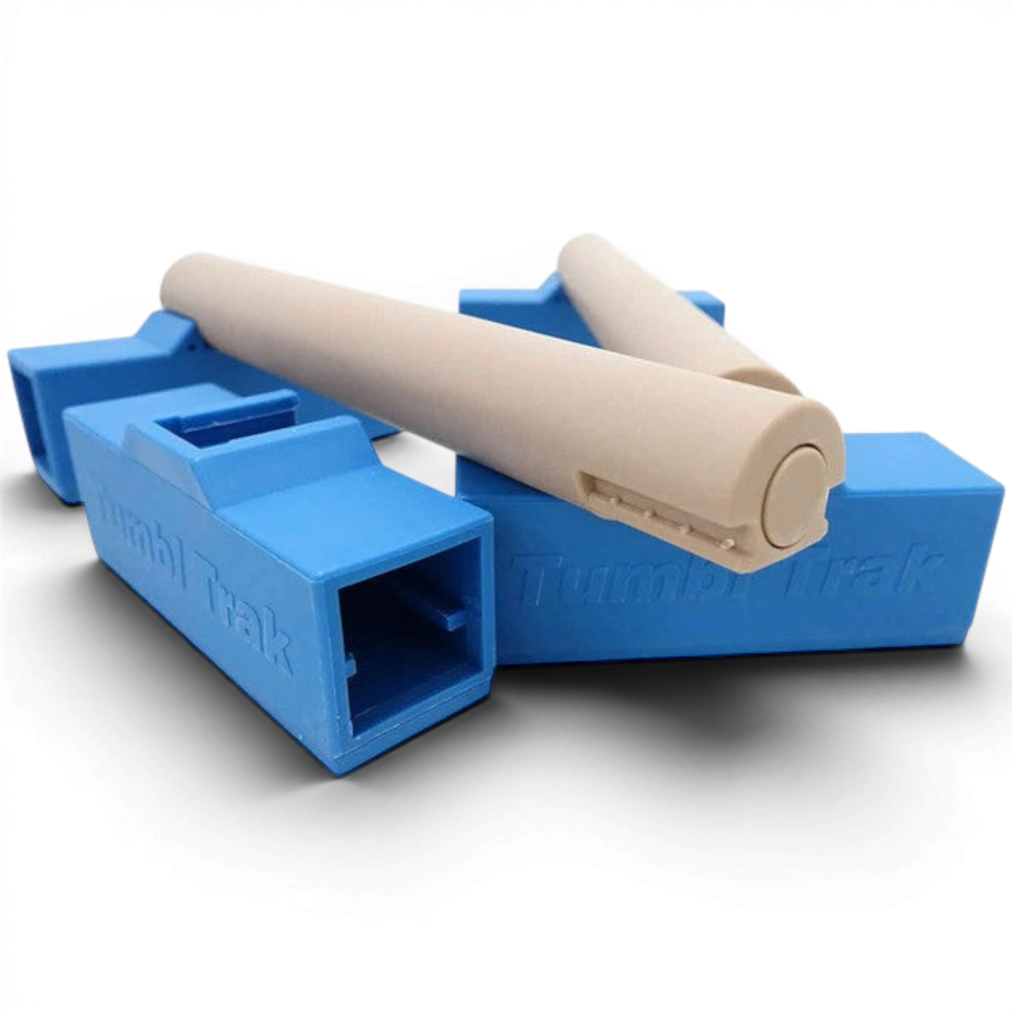 UK Gym Pits portable gymnastics parallette bars with blue bases and beige rails for strength and handstand training