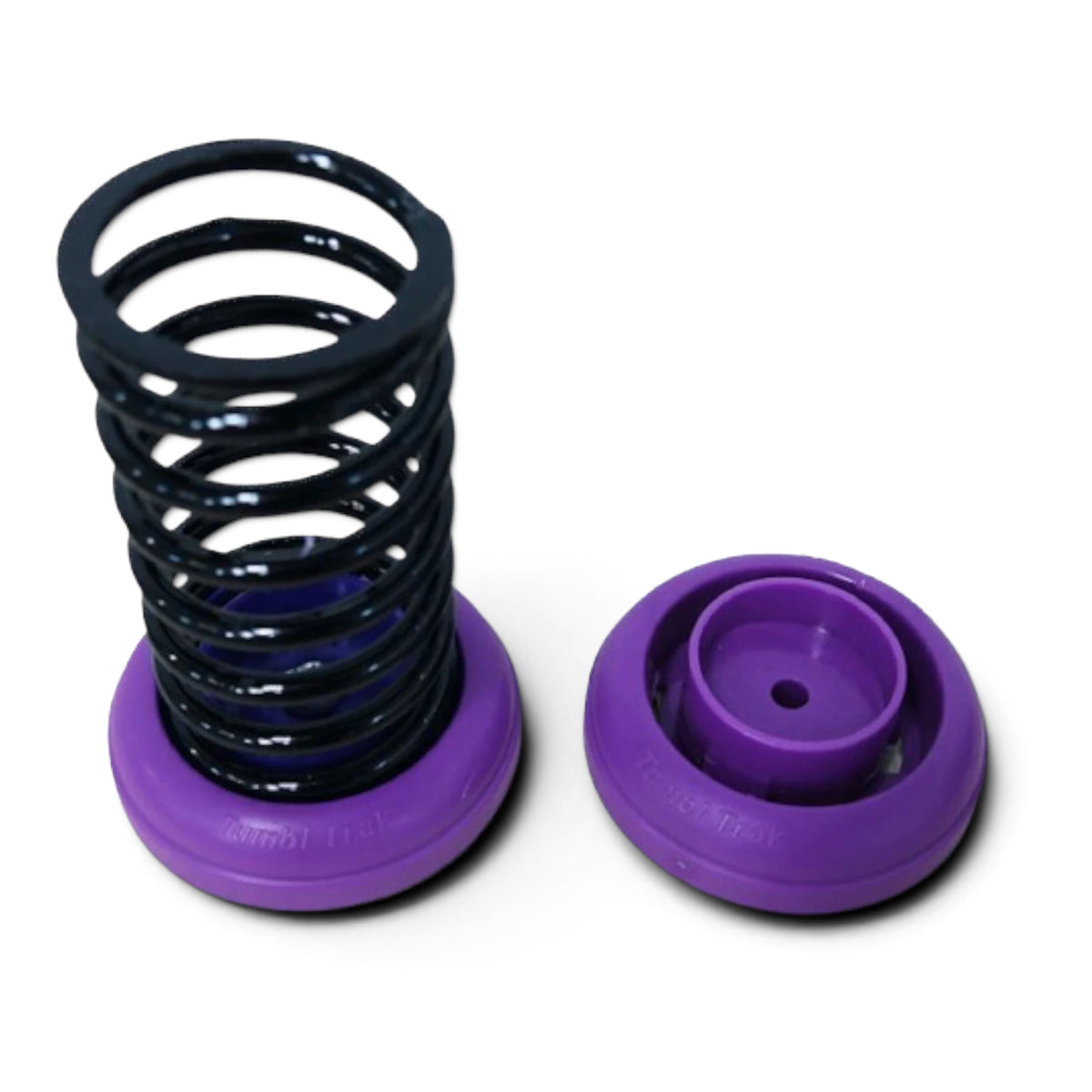 UK Gym Pits power spring and purple retainer caps for gymnastics and cheerleading sprung floors